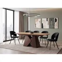 WFL GROUP Rechteckiger Esstisch Ausziehbar – Verlängerbar bis 270 cm – 180 x 90 cm XXL Esszimmertisch mit Braunem Metallgestell – für 6-10 Personen – Eiche Braun