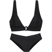 LASCANA Triangel-Bikini , Damen, Gr. 42, Cup C/D, blau (schwarz), Recycling-Polyamid, unifarben, Bikini-Sets Triangel-Bikini, mit Zierdetail im Ausschnitt