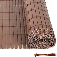 OEM 2,4m PVC Balkonschutzschirm – W-Form Gartenabsperrung & Terrassenschutz – Wind- und Wetterfest, UV-beständig – für Garten & Außenbereich – Braun