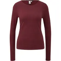 QS Langarmshirt , Damen, Gr. XS, rot (merlot rot), Jersey, Obermaterial: 97% Baumwolle, 3% Elasthan, figurbetont hüftbedeckend, Shirts Langarmshirt, Elastische Baumwollqualität