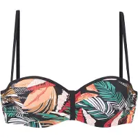 Sunseeker Bügel-Bandeau-Bikini-Top "Marla", Damen, Gr. 44, Cup C, bunt (schwarz bedruckt), Recycling-Polyamid, bedruckt, Bikini-Oberteile Bügel-Bandeau-Bikini-Top, mit kontrast Details