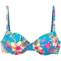 LASCANA Bügel-Bikini-Top "Malia", Damen, Gr. 40, Cup C, blau (blau bedruckt), Microfaser, Microfaser, Polyamid, bedruckt, floral, Bikini-Oberteile Bügel-Bikini-Top, mit tropischem Print