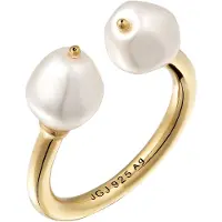 Elli Perlenring PREMIUM "Ring mit Perlen von Swarovski(R) 925 Sterling Silber" Gr. 54, gold, Fingerringe, Damen, 54, Silber 925 (Sterlingsilber), Perlenring