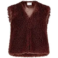 Vera Mont Fellimitatweste "Plüschweste unifarben", Damen, Gr. S, braun (schwarz maroon), Obermaterial: 100% Polyester PES., Westen Fellimitatweste