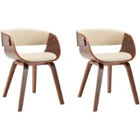 vidaXL Esszimmerstühle 2 Stk. Creme Bugholz und Kunstleder