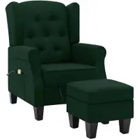 vidaXL Massagesessel mit Hocker Dunkelgrün Stoff