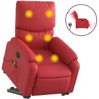 vidaXL Massagesessel mit Aufstehhilfe Elektrisch Rot Kunstleder