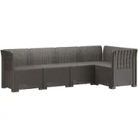 vidaXL 5-Sitzer Gartensofa Rattan-Look PP Hellgrau
