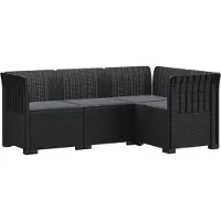 vidaXL 4-Sitzer Gartensofa mit Kissen Rattan-Look PP Anthrazit