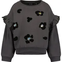 Blue Seven Sweater "Sweatshirt", Mädchen, Gr. 104, grau (9960, anthrazit), 100% Baumwolle, normal normal, Rundhals, gerader Abschluss, Sweatshirts Sweater