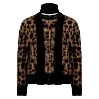 Zero Casual-Strickjacke mit Jacquard in Patch Black/Brown | Gr.: 42