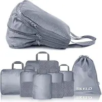 Unyqoos Packing Cubes Kompressionsset, 7-teilig, Doppellagige Kompression, Reisorganisator mit großer Kapazität