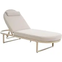 Beliani Gartenliege Beige Aluminium Oval mit Stoff Auflage Kopfkissen Verstellbare Rückenlehne Sonnenliege Gartenmöbel Poolliege
