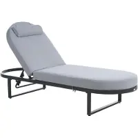Beliani Gartenliege Grau Aluminium Oval mit Stoff Auflage Kopfkissen Verstellbare Rückenlehne Sonnenliege Gartenmöbel Poolliege