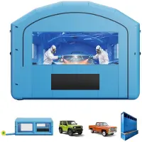 StarTech.com Aufblasbare Lackierkabine Spritzkabine - Lackierzelt 6,4 x 4,1 x 3 m - Mit 1100-W-Gebläse - Aktivkohlefilter - Transparente PVC-Fenster - Für Pick-ups & Möbel - Blau