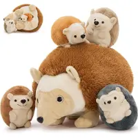 Sonstiges Igel Kuscheltier XXL Set 5 Stück 35cm mit Babys im Bauch Khaki-Ivory