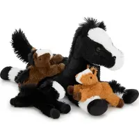 Sonstiges Kuscheltier Pferd XXL Set 50cm mit 3 Babys im Bauch Plüschtier Stofftier Schwarz