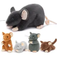 Sonstiges Riesen Maus Kuscheltier XXL mit Baby im Bauch, Ratte Plüschtier Stofftier, 40cm, Dunkelgrau