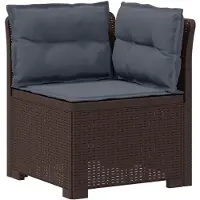 vidaXL 3-Sitzer Garten Sofa mit Kissen Rattan-Look PP Braun