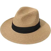 OEM VHV - Damen-Sonnenhut - Faltbarer Strandhut mit breiter Krempe - Leichter Sommerhut - Für Strand und Garten - Braun