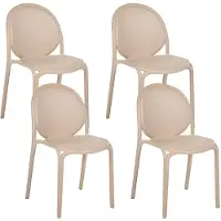 Beliani Gartenstuhl 4er Set Beige Kunststoff mit Rückenlehne ohne Armlehnen Modern Outdoor Balkon Terrasse Garten Kunststoffstuhl Plastikstuhl