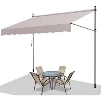 OEM Sonnenschutz-UV- und Wasserschutz für Balkon, Terrasse und Garten - Beige-Verstellbarer Sonnenschirm 300cm