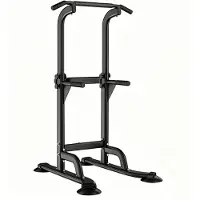 StarTech.com Power Tower - Freistehende Klimmzug- und Dip-Station - Höhenverstellbar 165–210 cm - Belastbar bis 150 kg - Für Calisthenics Heimtraining - Schwarz