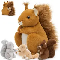 Sonstiges Eichhörnchen Kuscheltier XXL Set 4 Stück 35cm mit Babys im Bauch Maroon-brown