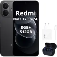 Xiaomi Redmi Note 17 Pro 5G Smartphone 8340mAh 8/512GB Schwarz (Inklusive 67-W-Ladegerät und Bluetooth-Kopfhörern)