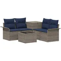 vidaXL Sofa Set 6 stk. 4-Sitzanzahl Grau und Marineblau