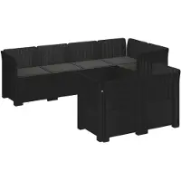 vidaXL 7-Sitzer Gartensofa mit Kissen Rattan-Look PP Anthrazit