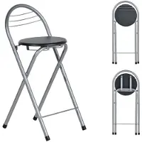 Sonstiges Barhocker klappbar, keine Montage, Sitzhöhe 61 cm, Schwarz und Silber
