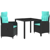 Syfax Outdoortisch-Set 3 stk. Black and Turquoise 90 x 90 x 75 cm