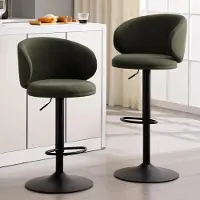 Sonstiges Barhocker 2er Set mit Lehne, drehbar, höhenverstellbar, Leinen, Grün