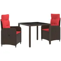 Syfax Outdoortisch-Set 3 stk. Poly-Rattan