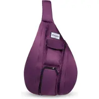 Unyqoos Tropfenförmiger Sling‑Rucksack 40×40 cm, Polyester‑Komposit, Uni Crossbody‑Brusttasche mit 5 Fächern, diebstahlsicher, verstellbarer Schulterriemen 68–94 cm, Dunkelviolett