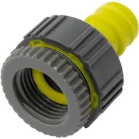 OEM Kunststoff-Krampfür Gartenschlauch - mit Gummi-Außenhülle - 1/2 Zoll auf 3/4 Zoll - Schnellanschluss.