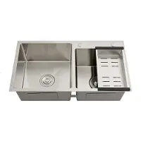 StarTech.com Spülbecken aus Edelstahl - Doppel-Küchenspüle - Größe 78x43x21 cm - Rechteckige Form - Mit Siebkorb und Restefilter - Schneller Ablauf ohne Armatur - Silber gebürstet