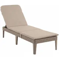 Keter Verstellbare Gartenliege „Jaipur Sun Lounger“ in Cappuccino + Liegenkissen „Jaipur“ Farbe Beige, Stoff S-550 Melange Größe 190 x 60 cm