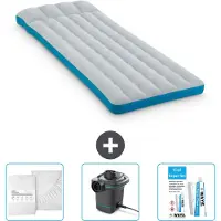 Intex Campingmatte – Französisches Bett – 72 x 189 x 20 cm – Blau – im Lieferumfang enthalten Spannbettuch - Pumpe en Reperaturset