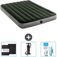 Intex Airbed - Doppelbett - 137 x 191 x 25 cm - Grün - Spannbettuch - Pumpe en Reperaturset