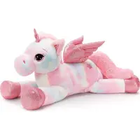 Sonstiges Einhorn Kuscheltier XXL 110cm mit Flügel bunt-rosa Plüschtier Geschenk für Kinder