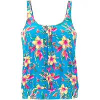 LASCANA Tankini-Top "Malia", Damen, Gr. 42, N-Gr, blau (blau bedruckt), Microfaser, Microfaser, Polyamid, bedruckt, floral, Bikini-Oberteile Tankini-Top, mit lockerem Schnit und tropischem Print