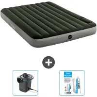 Intex Luftbett - 2 Personen - 152 x 203 x 25 cm - Grün - Pumpe en Reperaturset