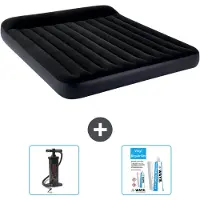 Intex Luftbett - 2 Personen - 183 x 203 x 25 cm - Dunkelblau - Im Lieferumfang enthalten Pumpe en Reperaturset