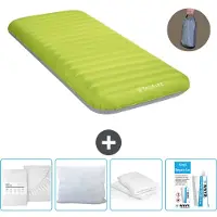 Intex Campingmatte - 1 Person - 76 x 191 x 17 cm - Grün - Inklusive Pumpe - Spannbettuch - Küssen - Reperaturset en Kissenschutz