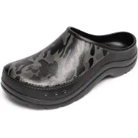 Ladeheid Gartenclogs für Herren Ultraleicht EVA Gartenschuhe LA-CA-ComoHappyMan (Schwarz/Grau Tarnmuster, 45)