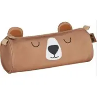 Interdruk Schlampermäppchen Bär Braun für Jungen und Mädchen, Runde Schlamperrolle