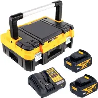 DeWalt DCB 1104 M2T Akku Starter Set 18 V mit 2x Akku 4,0 Ah + DCB 1104 Ladegerät + TSTAK