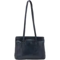I Fratelli Firenze Damen Schultertasche aus echtem, vollnarbigem Rundleder "Vacchetta" mit Reißverschluss, hergestellt in Italien